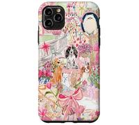 Pink Pet Garden Collage Cute Puppy Cat Bow Floral Aesthetic Case for iPhone 11 Pro Max