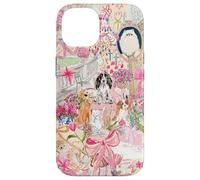 Pink Pet Garden Collage Cute Puppy Cat Bow Floral Aesthetic Case for iPhone 14