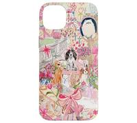 Pink Pet Garden Collage Cute Puppy Cat Bow Floral Aesthetic Case for iPhone 14 Plus