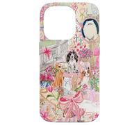Pink Pet Garden Collage Cute Puppy Cat Bow Floral Aesthetic Case for iPhone 14 Pro