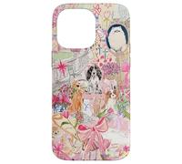Pink Pet Garden Collage Cute Puppy Cat Bow Floral Aesthetic Case for iPhone 14 Pro Max