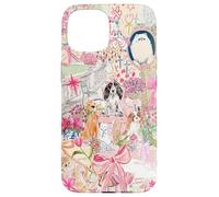 Pink Pet Garden Collage Cute Puppy Cat Bow Floral Aesthetic Case for iPhone 15