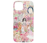 Pink Pet Garden Collage Cute Puppy Cat Bow Floral Aesthetic Case for iPhone 15 Plus