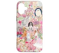 Pink Pet Garden Collage Cute Puppy Cat Bow Floral Aesthetic Case for iPhone 16 Plus