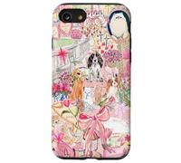Pink Pet Garden Collage Cute Puppy Cat Bow Floral Aesthetic Case for iPhone SE (2020) / 7/8