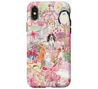 Pink Pet Garden Collage Cute Puppy Cat Bow Floral Aesthetic Case for iPhone X/XS
