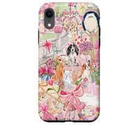 Pink Pet Garden Collage Cute Puppy Cat Bow Floral Aesthetic Case for iPhone XR