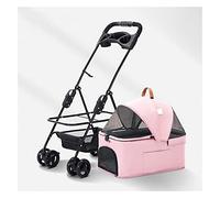 Pink pet Stroller Foldable for Small Medium Dogs and Cats 4 Wheel, pet Supplies Dog Buggy Travel Outdoor Beach Dog Pushchair Bike Trailer, Maximum Load 20kg Decoration