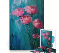 Pink Petals Blue Garden 1000 Piece Jigsaw Puzzles for Adults Jigsaw Memory Gain Stress Release Design Assembly Xmas Gift (50x75cm)