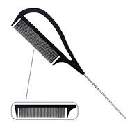 Pink Pewter Authentic "Never Let Go" Carbon Fibre Professional Styling Comb, Balayage and Highlighting Long Tail Metal Pick Teaser Comb (#2)