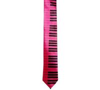 PINK PIANO TIE FANCY DRESS ACCESSORY MUSICAL FUCHSIA & BLACK PRINT MUSIC NECK TIE SILK