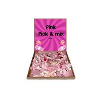 Pink Pick N Mix Sweets Gift Box Hamper Retro Sweet Present 300g - Gift Wrapped - Personalised Gift Tag Message (Just The Sweets)