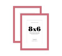Pink Picture Frame 8x6 With 6x4 Mount for Photos - Wall & Table Display, Landscape or Portrait, 2 Pack