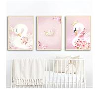 Pink Picture Kids Girl Room Decoration Swan Princess Posters Canvas Painting Baby Girls Room Wall Art Prints Nursery/No Frame