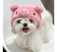 Pink Pig Cat Hat - Cute Cartoon Pet Costume Headwear Winter Plush Pink Animal Cap Adjustable Chin Strap, Funny Dress Up Photo Prop for Cats Puppies Home Daily Event (#1,One Size)