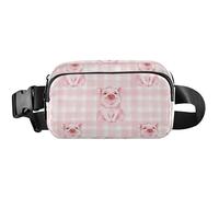 Pink Pig Checkered Plaid Women Fanny Packs Hip Bag Belt Purse Waterproof Neon Crossbody Waist Pack, Pink Pig Checkered Plaid, 8 x 5.3 x 2.3 inch, Funny Cute, Pink Pig Checkered Plaid, 8 x 5.3 x 2.3