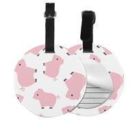 Pink Pig,Luggage Tags Pu Leather Name Tag Travel Suitcase Identifier ID Tags Durable Baggage Label 2 pcs
