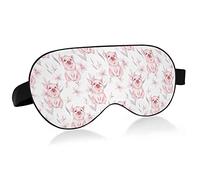 Pink Pig Piglet Piggie Flowers Seamless On White Eye Masks Cover Blocks Light Sleep Mask Shade Cover Blindfold Relaxing Eyeshade Cover with Adjustable Head Strap for Men Women Kids