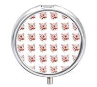 Pink Pig Piglet Rips The Paper Iron Pill Box Case Organizer with Internal Separate Plastic Dividers, Travel Small Medicine Bag Holder Carrier Round Container