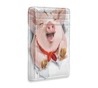 Pink Pig Piglet Rips The Paper Slim Minimalist Wallet, Front Pocket RFID Blocking Leather Credit Card Holder, Case Protector Covers for Men Women