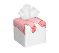 pink pig Print Leather Tissue Box Cover – Foldable Organizer for Bathroom, Living Room, Desk, Office, Car, and More