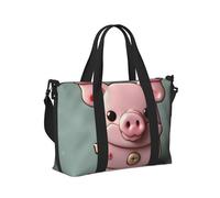 Pink Pig Print Portable Travel Duffel Bag Foldable Tote Hand Bag for Weekend Trips Gym Accessory