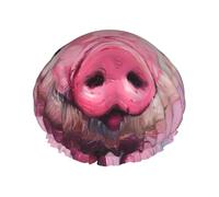 Pink Pig Print Reusable Shower Cap For Women Shower Caps With Double-Layer Elastic For Long Hair Bath