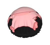 pink pig Print Shower Cap - Double Layer Breathable, Adjustable Elastic Strap, Durable Hotel Travel Essentials