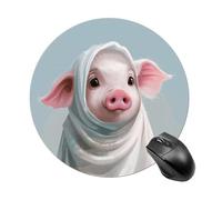 Pink Pig Round Gaming Mouse Pad Non-Slip Rubber Base Mousepad Travel Office Mousepads for Desk Funny Waterproof Computer Mouse Mat Cute Laptop Mouspad 7.8x7.8 Inch