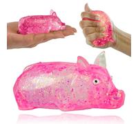 Pink Pig Stress Ball 10cm - Animal Squishy Fidget Toy with Water Beads, Kids Adults Sensory Gift, Squeeze to Relieve Tension Anxiety, Ideal Xmas Party Favour