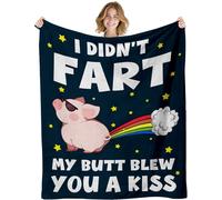 Pink Pig Throw Blanket 50"x60", I Didn't Fart My Butt Blew You a Kiss Funny Piggy Gifts, Cool Pigs in a Blanket for Pig Lovers, Piggy Birthday Party Decorations for Kids Boys Girls Women