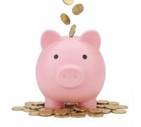 Pink Piggy Bank for Kids & Adults, Cute Money Box with Extra-Wide Coin Slot for UK Coins & Notes, Durable Plastic Piggy Bank to Learn Saving Habits,Gift for Christmas & Birthdays (13x10x11.5cm)