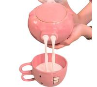 Pink Piglet Ceramic Teapot and Cup Set,Funny Ceramic Pig Teapots, Creative Water Comes Out of The Pig's Nose Kettle,2025 Funny Christmas Gifts Coffee Cup Pot for Friends and Family (Set)