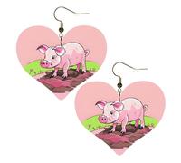 Pink piglet Prints Stylish Heart-Shaped Earrings Lightweight Women'S Accessories Perfect For Parties And Valentine'S Day.