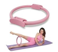 Pink Pilates Ring Magic Circle - Professional 14 Inch Fitness Ring for Women & Men | Dual Padded Handles | Core, Thigh & Arm Toning | Home Pilates Equipment