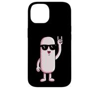 Pink Pill Rock Hand Sign Mascot Cartoon Graphic Character Case for iPhone 14