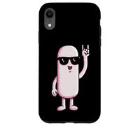 Pink Pill Rock Hand Sign Mascot Cartoon Graphic Character Case for iPhone XR