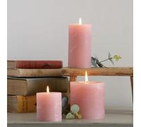 Pink Pillar Candle - Light Through Coloured, Rustic, Chunky, Church Style - Pale Baby Pink - Sold Individually 7 x 7.5cm