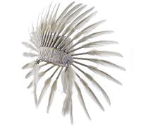 Pink Pineapple Handcrafted Native American Inspired Feather Headdress - Short Length - White