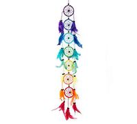 Pink Pineapple Handmade Bohemian Dream Catcher Ethical Hanging Dreamcatcher Wall Art with Rainbow Coloured Feathers and Beads with Traditional Crochet Design - (6 x 50 cm)