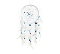Pink Pineapple Large Handmade Bohemian Dream Catcher Ethical Hanging Dreamcatcher Wall Art with Vegan Suede Turquoise Stones Feathers and Beads Traditional Crochet Design 22cm Wide, 60cm Long (White)