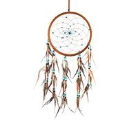 Pink Pineapple Large Handmade Bohemian Dream Catcher Ethical Hanging Dreamcatcher Wall Art with Vegan Suede Turquoise Stones Feathers and Beads Traditional Crochet Design - 22cm Wide, 60cm Long Brown