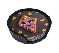 Pink Pizza Printed Coaster Set - 6-Piece Set - Waterproof and Scalding-Resistant, Suitable for Home and Office Use