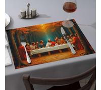 Pink Placemats The Last Supper In An Autumn Forest. Dining Place Mats Comedor Western Party Decorations(4PCS)