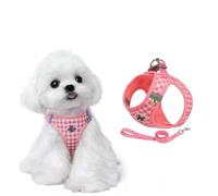 Pink Plaid Dog Harness with Leash Set, Reflective Safety Straps, XS-L Sizes, Comfortable No-Choke Design for Small to Large Dogs (L:15.4-19.8lb)