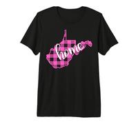 Pink Plaid West Virginia Home Graphic Design Premium T-Shirt