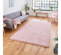 Think Rugs Sierra Pink Rectangle 160 x 220cm Polypropylene Plain Shaggy 9000, Pink