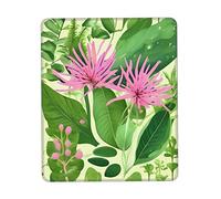 Pink Plant Flowers Anti-wear Stitching, Textured Waterproof Computer Mouse pad with Anti-Slip Rubber Base, Suitable for laptops, Office and Home Gaming Mouse Pads. 7 x 8.6 in