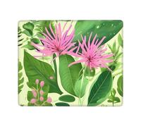 Pink Plant Flowers Non-Slip Mouse Pad Seven by Nine Inch Horizontal Design for Office Gaming and Laptop Use