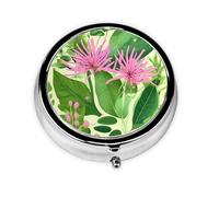 Pink Plant Flowersthree-Compartment Small Medicine Box, Portable, Can Store Vitamins, Fish Oil and Health Products.